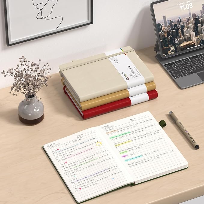 Oucaru Lined Journal Notebook, 8 Pack, 180 Pages, A5 Journals for Writing, 100 GSM Thick Paper, Small Notebooks Daily Journal for Women Men Work, Business, School, Travel Supplies CL