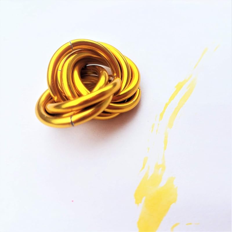 Möbii Fidget Ball (Solid Color): Quiet Mobius ADHD Anxiety Stim Stress Relief Toy Tool for Home Travel Office or Desk (Small, Half, Gold)