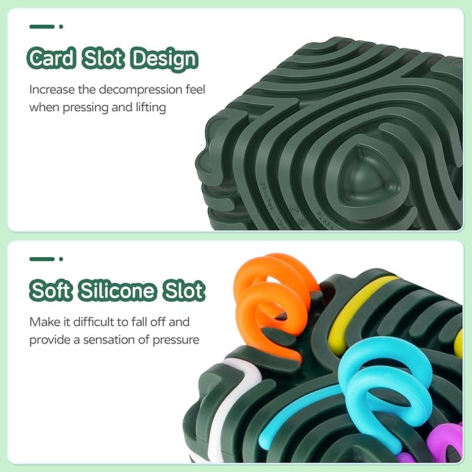 Accevo 3D Sensory Activity Board, Silicone Fidget Cube Toy for Stress Relief, Calming, Focus, ADHD and Autism, 5 Colors Sensory Toys Game Controller for Kids 3+ & Adults with 15 Strings