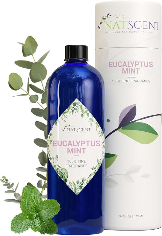 Eucalyptus Mint Essential Oils for Diffusers for Home, Nature-Based Eucalyptus Essential Oil, Long-Lasting & Family-Friendly Diffuser Oils Scents, IFRA Certified, Cold Air & Ultrasonic-16 oz