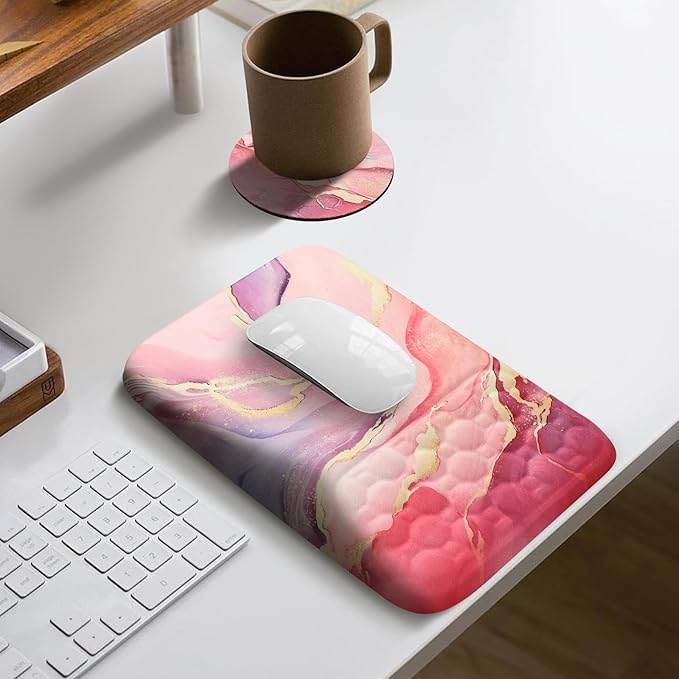 Ospelelf Pink Mouse Pad with Wrist Support Large Ergonomic Office Comfy Pain Relief Mousepad Wrist Rest