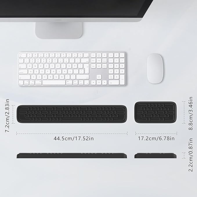 MEKASS Keyboard Wrist Rest, Ergonomic Wrist Pad, Soft Memory Foam Keyboard Hand Rest with Non-Slip Base, Easy Typing, Pain Relief, Comfort Support for Office Work Gaming Computer Accessories (Black)