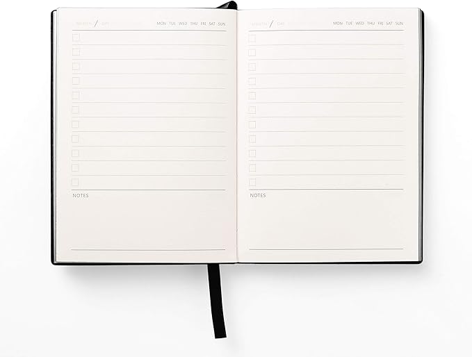 Daily to Do Checklist Notebook, Task Management, Organizer Planner, Hardcover, Ribbon Bookmark, 4.1 x 5.8”, A6 size, 110 Sheets (Pink)