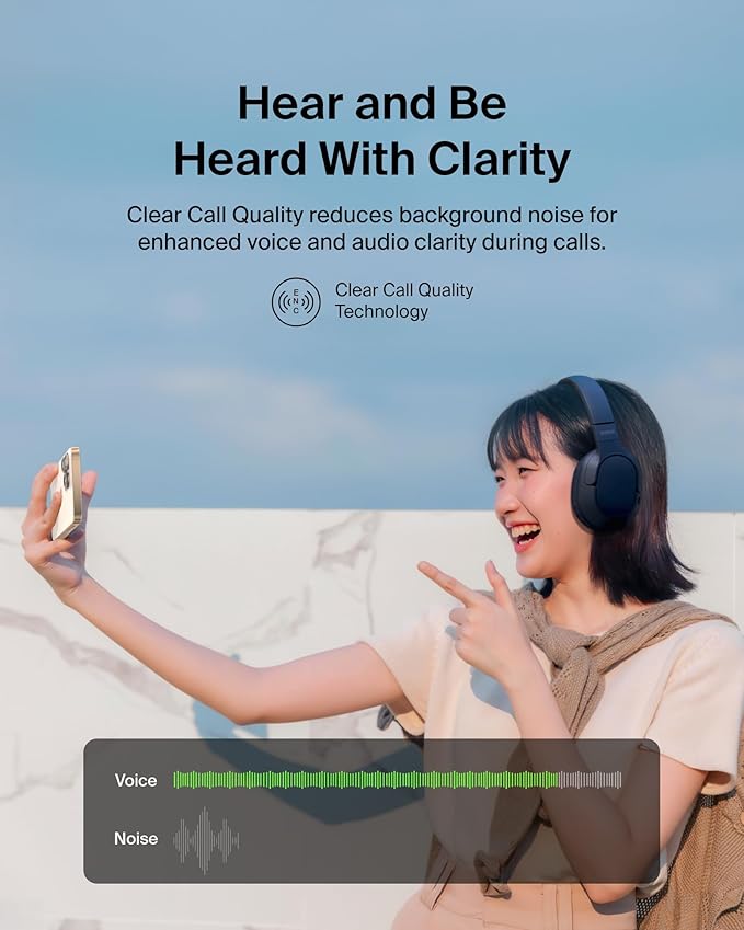 Belkin SoundForm Surround Bluetooth Over-Ear Headphones - Environmental Noise Cancelling Headphones - Wireless w/ 60H Playtime & Soft Ear Cups for iPhone, Galaxy, iPad, Travel, Home, or Office - Blue