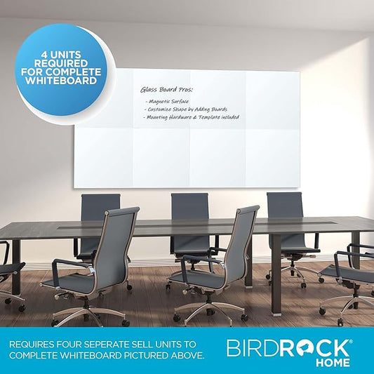 BIRDROCK HOME Magnetic Glass Dry Erase Board – Frameless Whiteboard for Office, Home, Classroom – Writing and Drawing Board with Magnets, Markers and Holders – Modern Acrylic Mount – White - 2 Pack