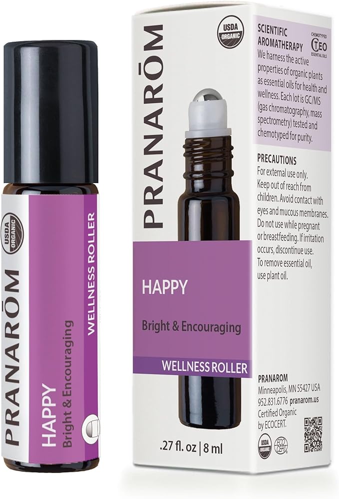 Pranarom - Happy Mood Roller Wellness Blend 8ml - for Wellness Seekers - Aromatherapy for Relaxation - Uplifting Organic Essential Oils