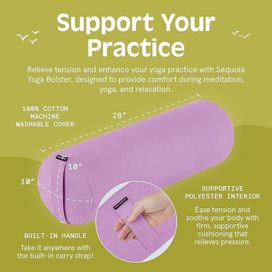 Retrospec Retrospec Sequoia Yoga Bolster Pillow - Meditation Cushion for Yoga Practices - Includes Machine Washable 100% Cotton Cover & Durable Carry Handle