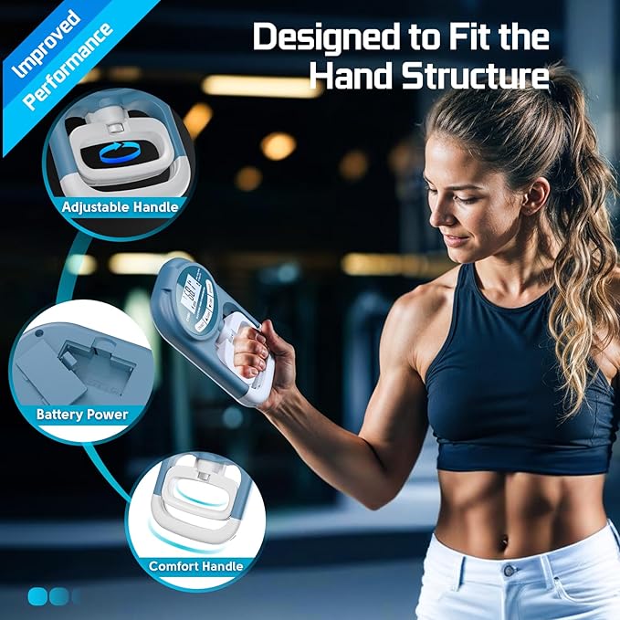 Grip Strength Tester Hand Dynamometer - Grip Strength Trainer Electronic Hand Gripper Strengthener Wrist Exerciser Meter Digital Training Gauge 265 Lbs / 120 Kgs for Sport School Home Use