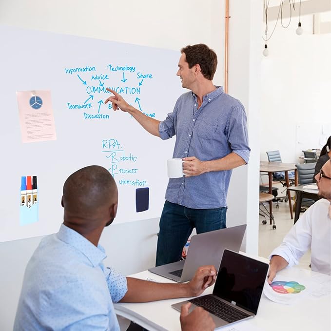 HAMIGAR Magnetic Whiteboard Contact Paper 18" x 24" Dry Erase White Board Sticker for Wall Stick on White Board Peel and Stick Wallpaper Adhesive Poster with Marker, Magnetic Eraser and Magnets