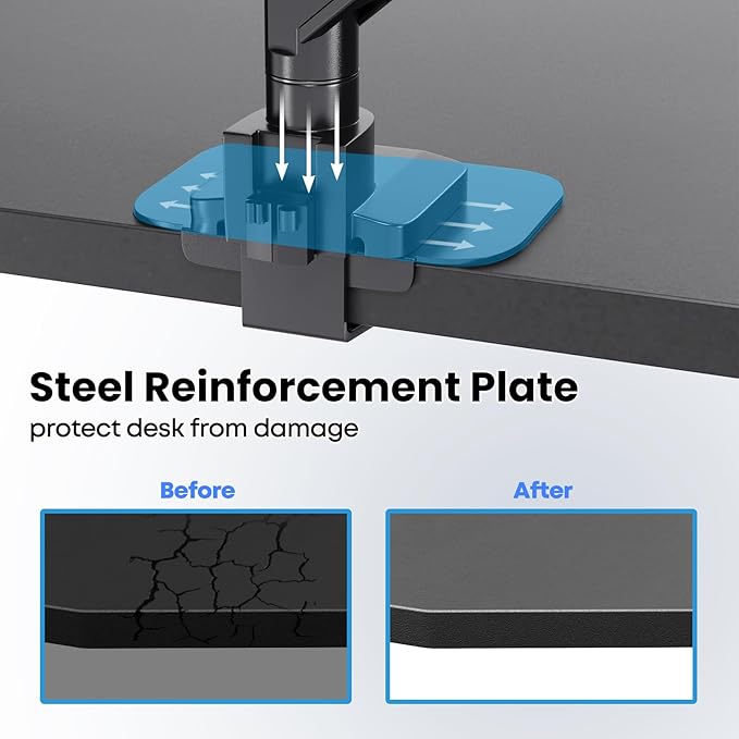 PUTORSEN 17-57 Inch Ultrawide Monitor Arm and TV Desk Mount,up to 59.4 lbs, Premium Aluminum Single Monitor Arm Desk Mount with Gas Spring, Steel Reinforcement Plate, VESA 75x75 to 200x200