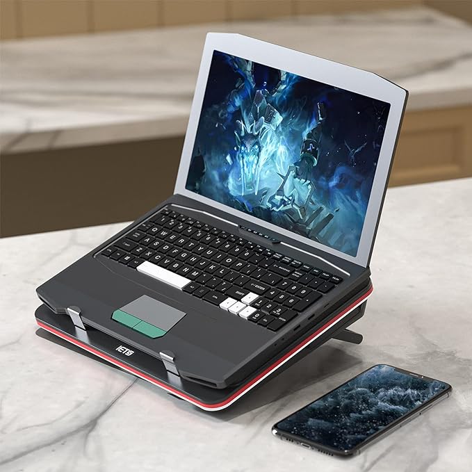 GT500 Powerful Turbo-Fan (5000 RPM) Laptop Cooling Pad with Infinitely Variable Speed,Seal Foam for Rapid Cooling Gaming Laptop,13-17.3inch Laptop Cooler with 3-Port USB Hub