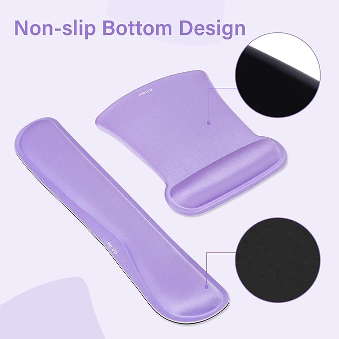 MOSISO Keyboard Mouse Pad Set, Large Gaming Mousepad&Keyboard Wrist Rest&Mouse Wrist Rest&Coaster, Ergonomic Non-Slip Mousepad&Easy Typing Cushion with Memory Foam for Home Office, Purple