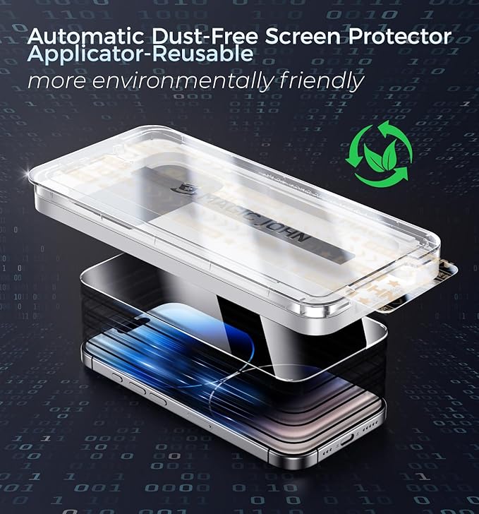 MAGIC JOHN 2 Pack for iPhone 14 Pro Screen Protector, with Shatterproof Tempered Film, Auto Dust-Elimination, Bubble Free & HD Clear, Easy Installation for iPhone 14 Pro/6.1 Inch