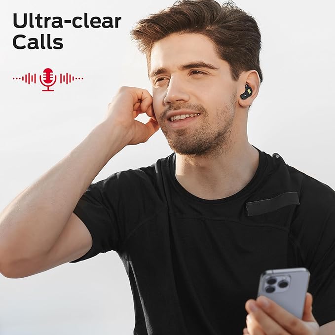 Monster N-Lite 210 Wireless Earbuds, Bluetooth 5.4 in-Ear Stereo Headphones, Built-in Mic for Crystal Clear Call, 32H Playtime, Type-C Charging, Waterproof in-Ear Ear Buds Earphones for Sports, Black