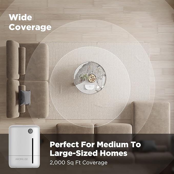 Waterless Essential Oil Aromatherapy Diffuser - Hotel Scent Diffuser Machine for Home - Cold Air Diffuser Machine for Large Room - App Control - Studio Scent Diffuser - Office Fragrance - White