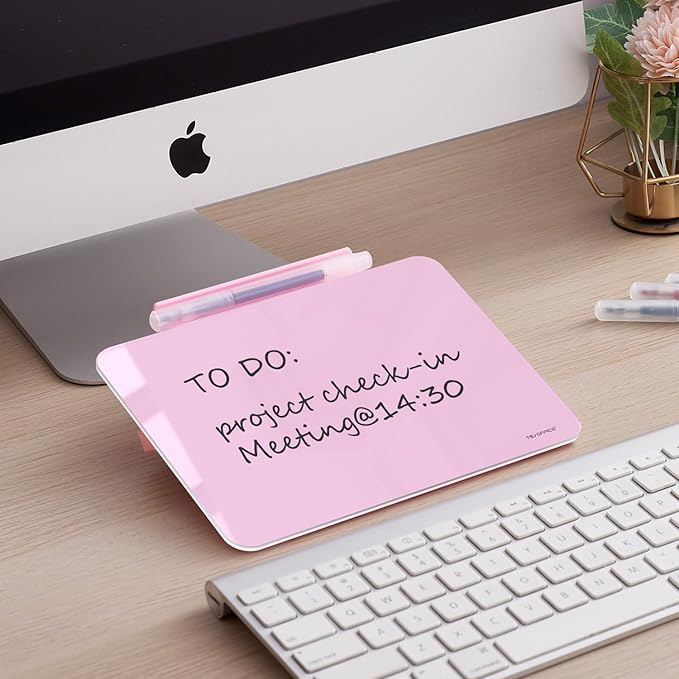 Small Desktop Glass Dry-Erase Whiteboard - 8 X 6 Inches Tabletop Easel Whiteboard with Stand, Desk Board Buddy for Artist, Teacher and Student