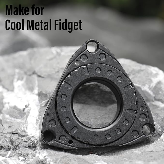 FREELOVE Keychain Ring Fidget Spinner for Adults, Men Finger Haptic Roller, Small Metal Clicker Toys, Ball Bearing, Black Fingears Spinning EDC for Anxiety Stress, Black