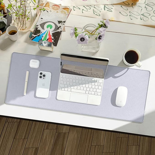 Waterproof Large Gaming Mouse Pad with Durable Stitched Edges, Non-Slip Rubber Base, Grainy Jacquard Mouse Mat Desk Pad for Home Office Gaming, 31.5"x11.8"x0.12", Light Gray