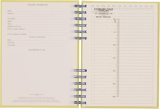 DesignWorks Ink Standard Issue Notebook No. 12 – 6" x 8.25" Undated Daily Planner & Writing Journal, 192 Lined Pages, Elastic Pen Holder, Small Notebook for Work & Journaling - Cobalt/Citron