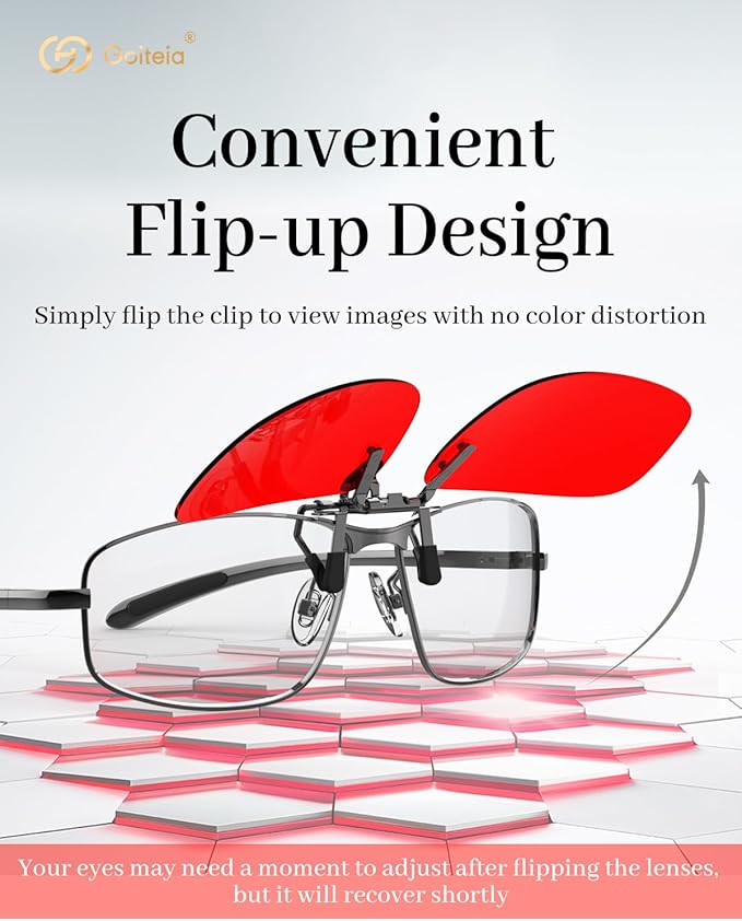 Goiteia Red Clip on Blue Light Blocking Glasses for Sleep-Block Blue & Green Light-Fast and Sound Sleep/Relieve Eye Strain