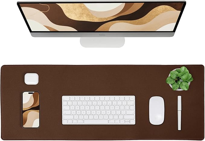 ALOANES Waterproof Mouse Pad with Durable Stitched Edge, Large Gaming Keyboard Pad, Non-Slip Rubber Base Mouse Mat, Extended Desk pad for Gamer, Office & Home, Brown Mousepad 27.6''x11.8''x0.12''