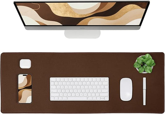 ALOANES Waterproof Mouse Pad with Durable Stitched Edge, Large Gaming Keyboard Pad, Non-Slip Rubber Base Mouse Mat, Extended Desk pad for Gamer, Office & Home, Brown Mousepad 27.6''x11.8''x0.12''