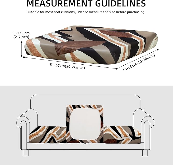 8Pcs Stretch Patio Cushion Covers Outdoor Cushion Cover, Jacquard Stretch Cushion Covers, Cover Replacement, Outdoor Sofa Covers, Washable Furniture Couch Cushion Cover (Orange Realm)