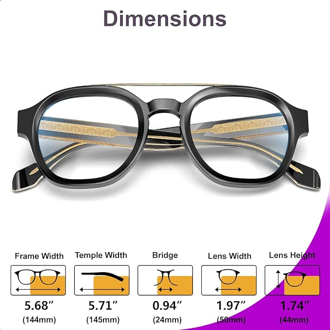 VISOONE Retro Round Anti Eyestrain Metal Medium Eyewear Blue Light Blocking Glasses for Computer Gaming Women Man SANFORD