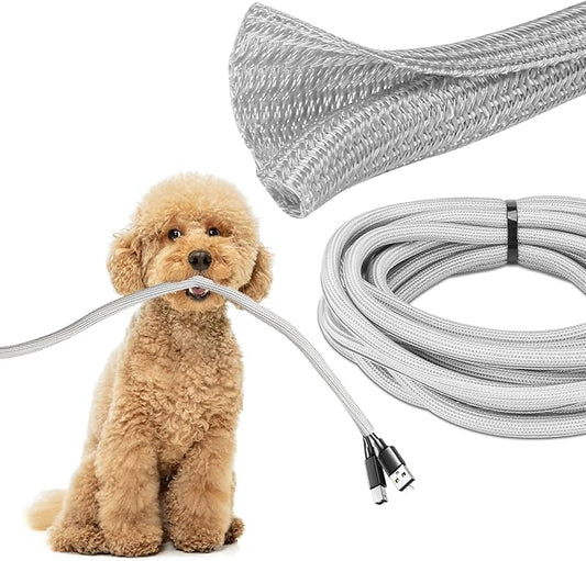 JOTO 1 Pack Cable Management Sleeve, 26 Feet Cord Organizer System with Zipper for TV Computer Office Home Entertainment, Flexible Cable Sleeve Wrap Cover Wire Hider System -Grey