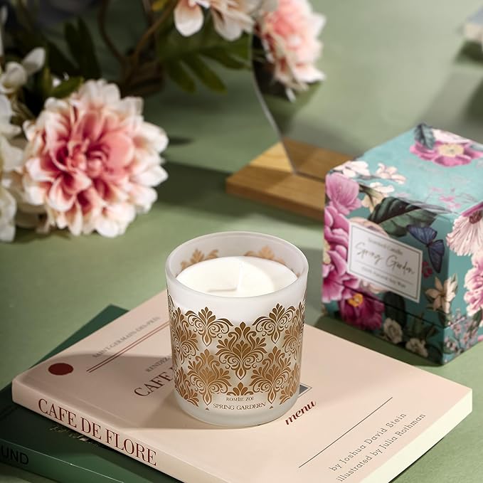Scented Candle - Garden with Scent of Mix Floral Bouquet- 6oz Aromatherapy Soy Wax Jar Candle for Home, Gifts for Women - 170g