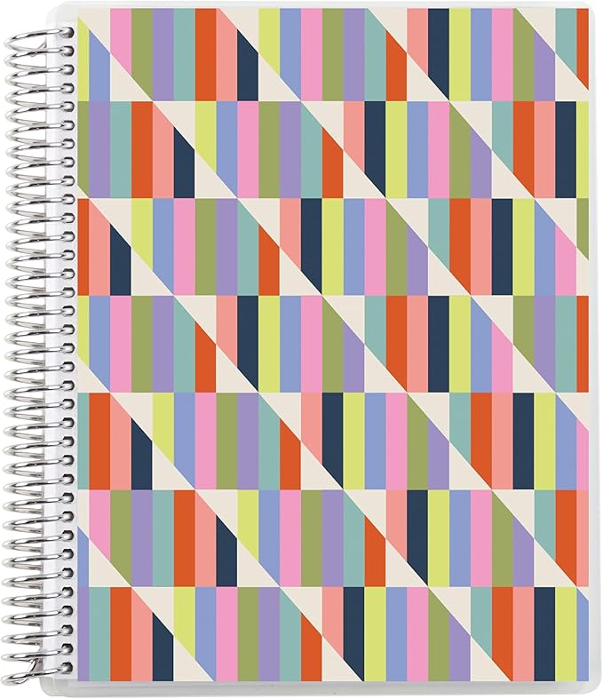 Erin Condren 7” x 9” Dot Grid Spiral Notebook, 5mm Dotted Layout with 80 Lb. Paper, Hypnotic Cover, 160 Dot Grid Notebook Pages, Platinum Coil, Stickers Included