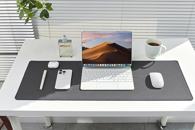 ALOANES Waterproof Mouse Pad with Durable Stitched Edge, XL Gaming Keyboard Pad, Non-Slip Rubber Base Mouse Mat, Desk pad for Gamer, Office & Home, Dark Gray Mousepad 31.5''x 11.8''x 0.12''