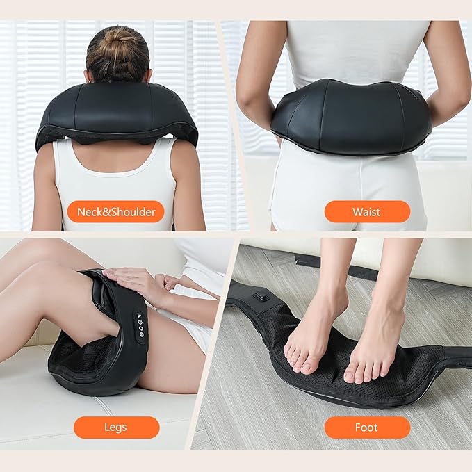 Back and Neck Massager,Shiatsu Back Massager with Heat,Cordless Portable Kneading Shoulder Massage Shawl Electric Massage Pillow for Pain Relief Deep Tissue Gifts for Dad Mom Friends