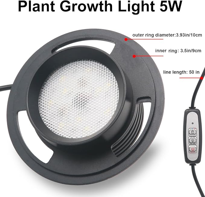 Desktop Glass Terrarium with Grow Light (H:7.8" D:6.7"), for Succulent, Moss, Miniature Gardening Landscape, Betta Fish Tank, Indoor Plant Growth, Office Home Decoration, Plant Lovers Gifts