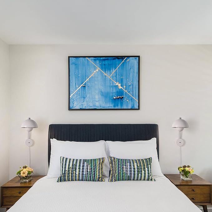 COSYLUX Modern Sleek Plug in Wall Sconce, Hardwired & Corded 2in1 Design Metal Wall Light Fixtures for Bedroom Bedside Reading, Mid-Century Flower Bud Wall Sconces with Switch, White