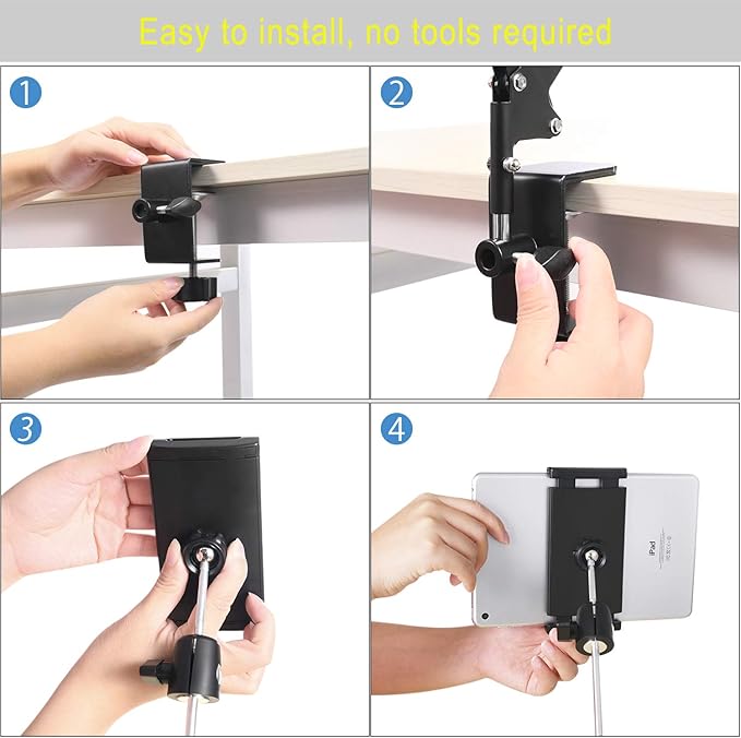 Tablet Stand for Bed,360 Degree Rotating Bed Tablet Mount Holder Stand with Aluminum Arm for iPad,iPhoneXS,N-Switch, Amazon Kindle Fire,or Other 4.7~12.9 inch-Screen Devices