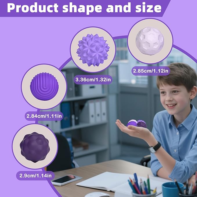 8 Pieces Fidget Toys Adults Magnetic Fidget Balls Silicone Magnetic Fidgets Anxiety Relief Items for Anxiety ADHD Portable Desk Toys for Office Travel Home Party Gift Class Prizes(Purple, 8)