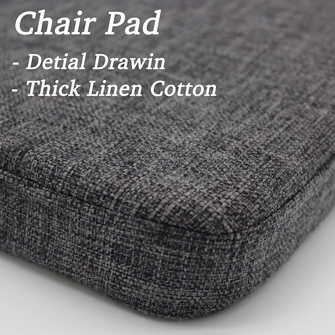 Chair Cushion with Ties for Dining Chairs - Memory Foam Non Slip Kitchen Chair Pad and Dining Seat Cushion with Machine Washable Cover [16.5 x 16.2 Inches] (Black Gray, 1)