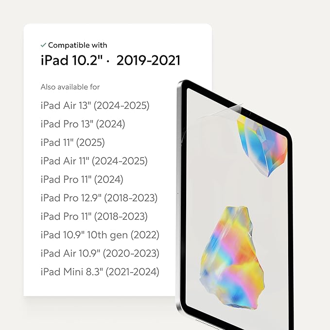 Paperlike 3 Screen Protector (2x) for iPad 10.2” (7th-9th Gen 2019-2021) – True Paper-Feel, Bubble-Free Install (Butterfly), Protects Pencil Tip