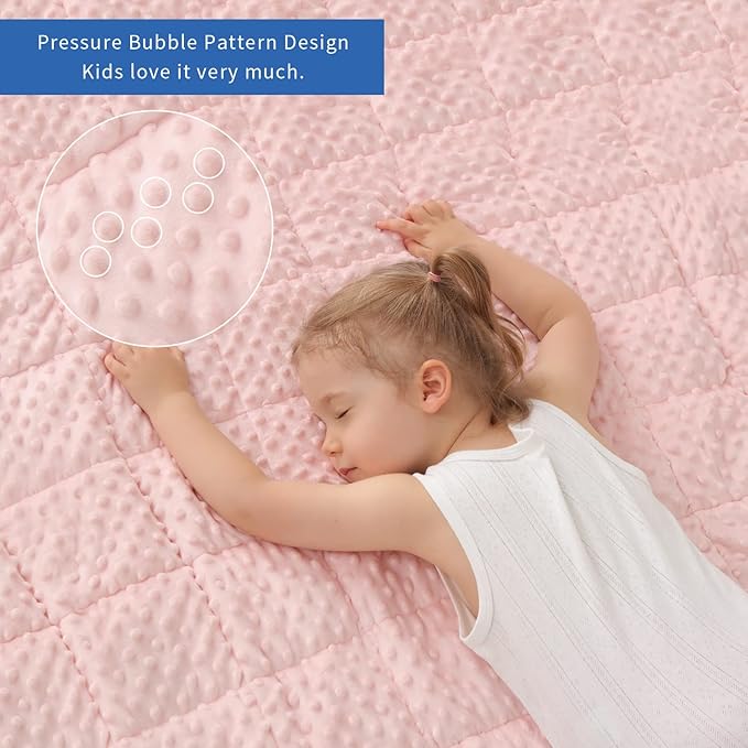 Kids Weighted Blanket Twin 7lbs (41"×60",Pink) Breathable Soft Minky Weighted Throw Blanket for All Season,Heavy Blanket with Premium Glass Beads