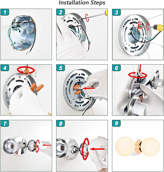 Bathroom Vanity Light Fixtures, Modern 2 Lights Globe Wall Sconce Lighting Chrome, Porch Wall Mount Light Fixture for Bathroom, Mirror Cabinets Hallway Stairs