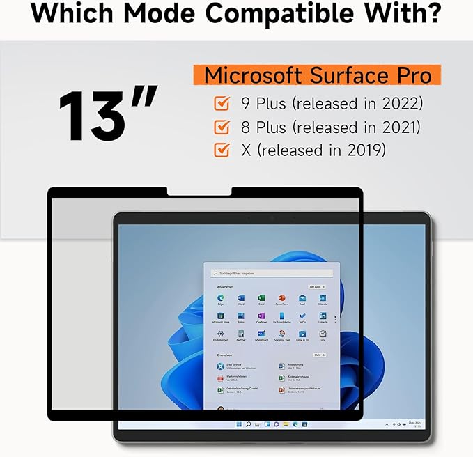 Mamol Upgrade Privacy Screen for Microsoft Surface Pro 11/10/9/8/X -13 inch, Fully Removable Anti Glare Blue Light Filter, Anti-Spy Screen Protector