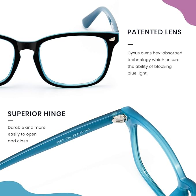 Cyxus Blue Light Glasses for Men Women Reduce Eye Strain UV Blocking for Computer Screen 8082