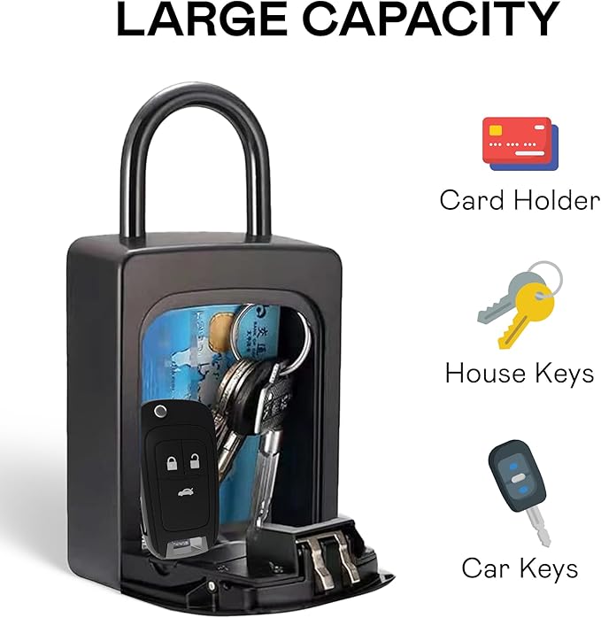 Kingsley Smart Wall Mount Key Lock Box with Bluetooth Keyless Entry, Extra Large for Keys & Access Cards, Auto Lock, App Control, IP65 Waterproof, Secure Code, for Home, Office, & Airbnb (Extra Large)