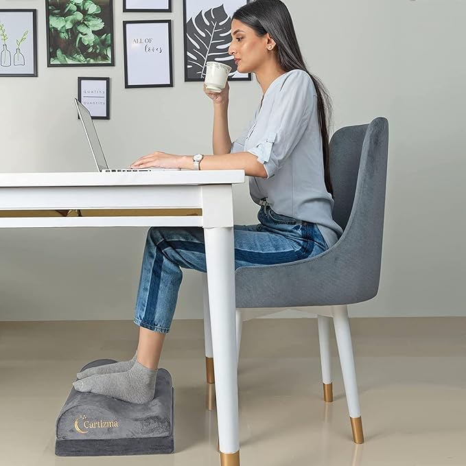 Foot Rest for Underdesk at Work-Ergonomic Footrest Under Desk Foot Stool for Pain Relief with Washable Covers-Non-Slip Under Desk Footrest Office, Home & Travel-Adjustable Office Foot Rest