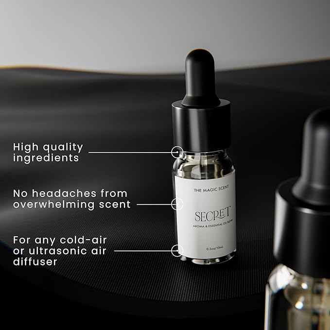 Secret Diffuser Oil - Cold-Air & Ultrasonic Scented Oils for Diffuser - Essential Oils for Diffusers Aromatherapy - Rose and Jasmine Oil - 0.3 fl oz, 10 mL