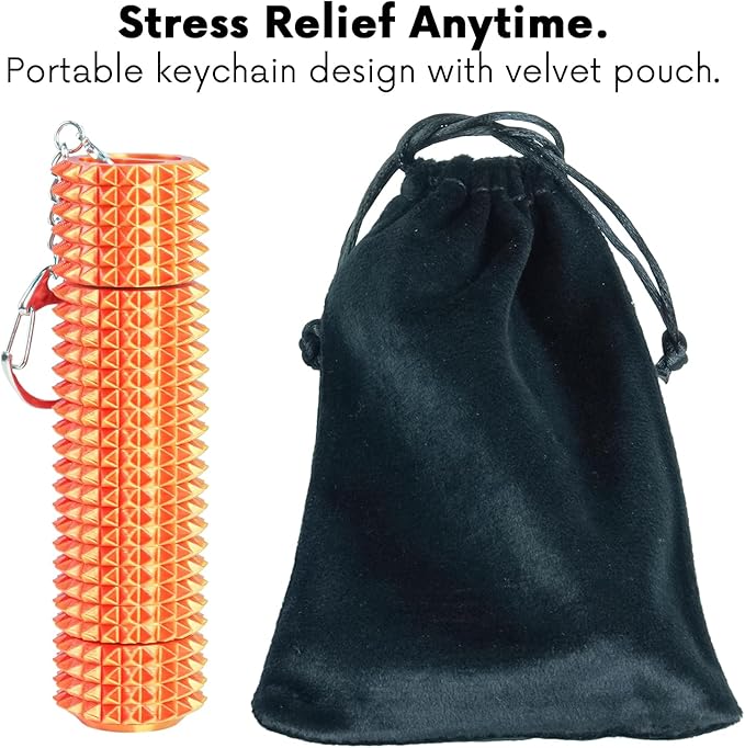 Fidget Roller Adults Teens Sensory Little Stim Gadget for Anxiety Relief Mild Ouchie,Desk Focus Tool Portable Hand Spinner Gifts Idea White Elephant Stocking Christmas(Sunset red,Compact Fit)