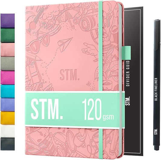 Bullet Dotted Journal Dot Grid Notebook | A5 Daily Journaling Notebooks for Personal Writing, Work, Women | 120gsm Thick Paper, Hard cover, Lay Flat Binding | 5x7 Journals Cuaderno Libretas de apuntes