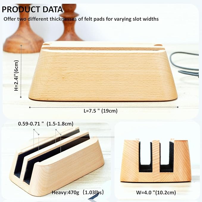 ACODE Wood Vertical Laptop Stand, Laptop Holder for Desk Compatible with MacBook Pro Air Surfaces,Laptops Storage Rack Slot Thickness 0.59" to 0.71"，Vertical Laptop Stand 2 Slots for max 2 Devices