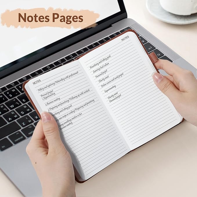 SUNEE 2026 Pocket Weekly Planner for Purse 3.5" x 6" - 12 Month (January 2026 - December 2026), Small Size Planner, Hardcover, Note, Brown